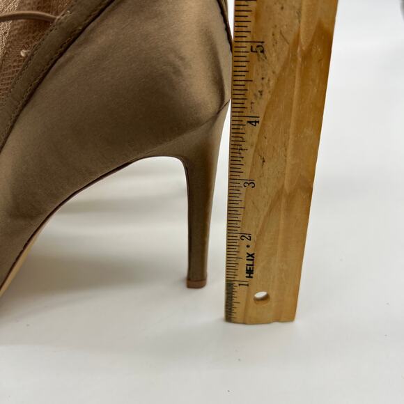 G.I.L.I. Peep Toe Heel Size 9 M Elastic Front Booties Kaarina Nude - Picture 7 of 12